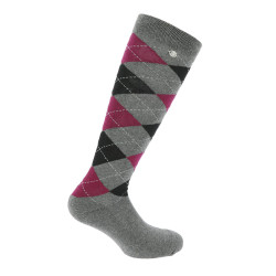 EQUITHEME - Chaussettes Argyle - Gris/Bordeaux